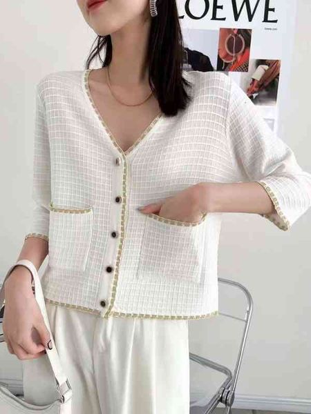 women's sweaters ice silk knitted cardigan women's summer color contrast with loose and slim fragrance thin medium sleeve sunscree, White;black
women's sweaters ice silk knitted cardigan women's summer color contrast with loose and slim fragrance thin medium sleeve sunscree, White;black