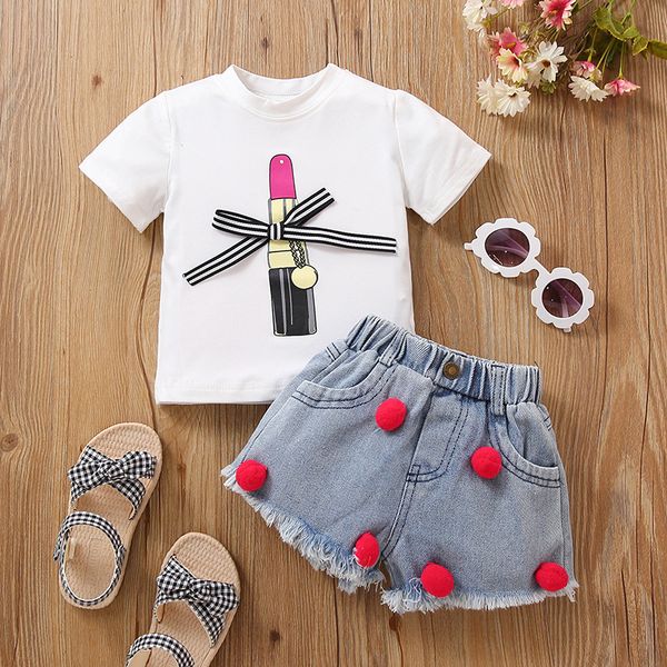 vieeoease girls sets kids clothing 2022 summer fashion short sleeve lipstick t-shirt + ball jean short 2pcs children clothes aa-018, White
vieeoease girls sets kids clothing 2022 summer fashion short sleeve lipstick t-shirt + ball jean short 2pcs children clothes aa-018, White