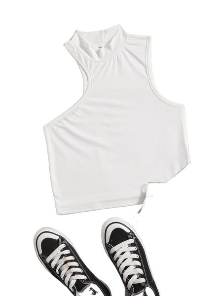 solid asymmetrical neck tank b95r#, White
solid asymmetrical neck tank b95r#, White