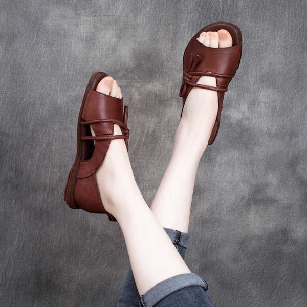 2022 summer new leather retro hand covered flat bottomed open toe sandals roman shoes women's slope heel sandals, Black
2022 summer new leather retro hand covered flat bottomed open toe sandals roman shoes women's slope heel sandals, Black