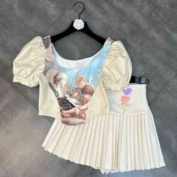 premium summer arrival short fluffy sleeve square collar slim shirt high waist pleated mini skirt two piece set ge520, White
premium summer arrival short fluffy sleeve square collar slim shirt high waist pleated mini skirt two piece set ge520, White