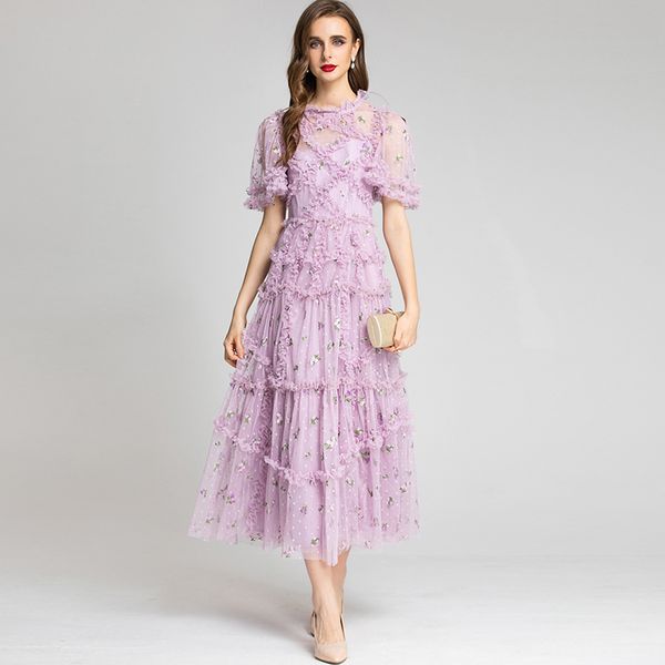 women's runway dresses o neck short sleeves embroidery ruffles printed elegant long party evening prom gown, Black
women's runway dresses o neck short sleeves embroidery ruffles printed elegant long party evening prom gown, Black