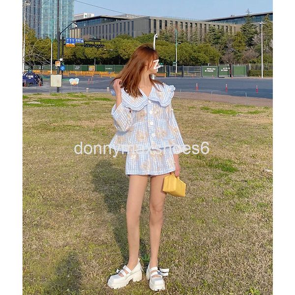 two piece dress girl's sense plaid doll neck loose suit spring and summer mesh wide leg shorts two-piece set, White
two piece dress girl's sense plaid doll neck loose suit spring and summer mesh wide leg shorts two-piece set, White