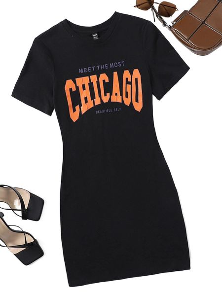 letter graphic tee dress p5jk#, Black;gray 
letter graphic tee dress p5jk#, Black;gray