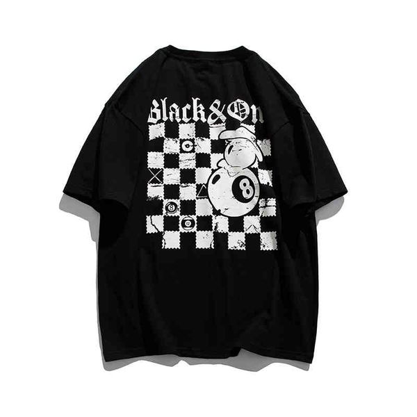 men's 2022 summer new fashion chessboard round neck t-shirt casual versatile short sleeve streetwear women clothes loose tee, White;black
men's 2022 summer new fashion chessboard round neck t-shirt casual versatile short sleeve streetwear women clothes loose tee, White;black