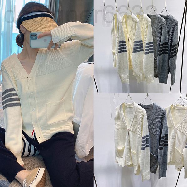 women's knits & tees designer autumn tb four bar small plaid v-neck knitted cardigan women's slim coat pn4k, White
women's knits & tees designer autumn tb four bar small plaid v-neck knitted cardigan women's slim coat pn4k, White