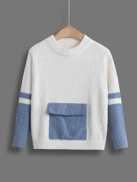 toddler boys two tone flap detail sweater she, Blue
toddler boys two tone flap detail sweater she, Blue