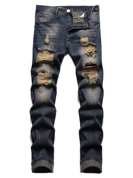 men washed ripped jeans q0uz#, Blue