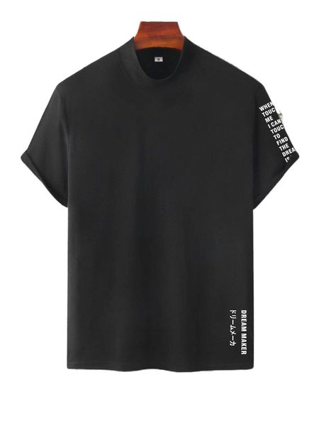 men japanese letter graphic mock neck tee d6vs#, White;black