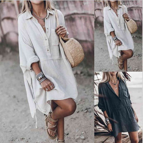 casual dresses autumn women's casual loose cotton linen v-neck medium length dress q9uo, Black;gray
casual dresses autumn women's casual loose cotton linen v-neck medium length dress q9uo, Black;gray