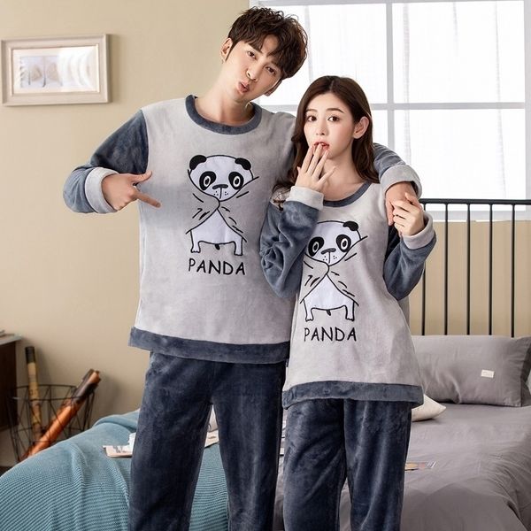couples thick warm flannel long sleeve pajama sets for women winter cute cartoon panda coral velvet sleepwear men homewear y200425, Black;red
couples thick warm flannel long sleeve pajama sets for women winter cute cartoon panda coral velvet sleepwear men homewear y200425, Black;red