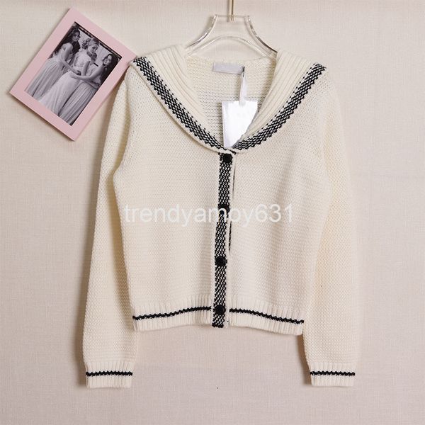 women's sweaters autumn winter navy style lapel knit cardigan loose temperament sweater women, White;black
women's sweaters autumn winter navy style lapel knit cardigan loose temperament sweater women, White;black