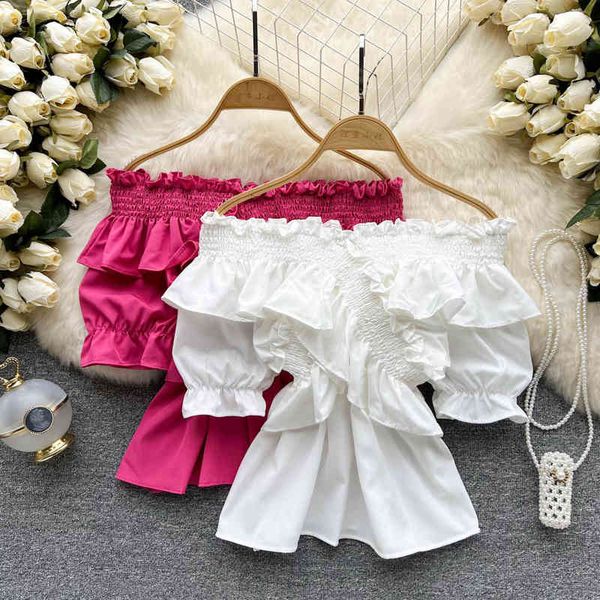 women's blouses shirts korean chic sweet agaric edge leaky collarbone line shoulder lotus leaf bubble short sleeve shirt 8puj, White
women's blouses shirts korean chic sweet agaric edge leaky collarbone line shoulder lotus leaf bubble short sleeve shirt 8puj, White