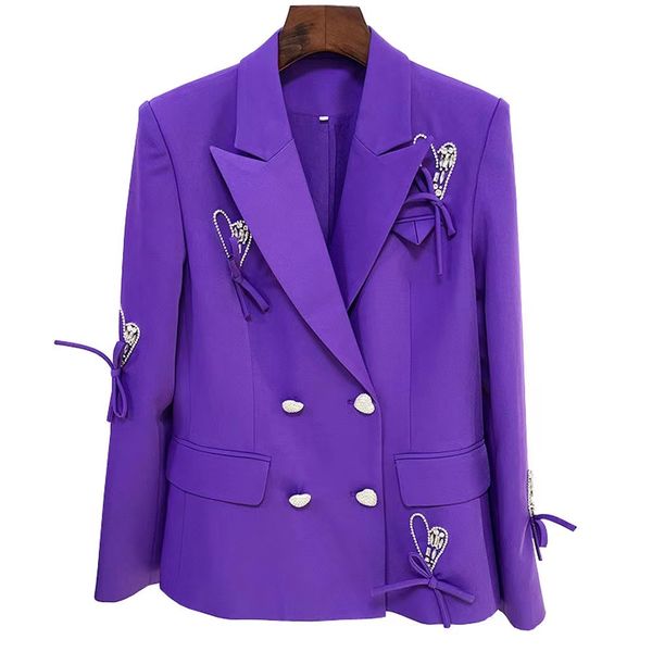 medigo-829 fashion women suit designer clothes blazer high street 2022 double breasted diamonds heart buttons bow beaded blazer, White;black 
medigo-829 fashion women suit designer clothes blazer high street 2022 double breasted diamonds heart buttons bow beaded blazer, White;black