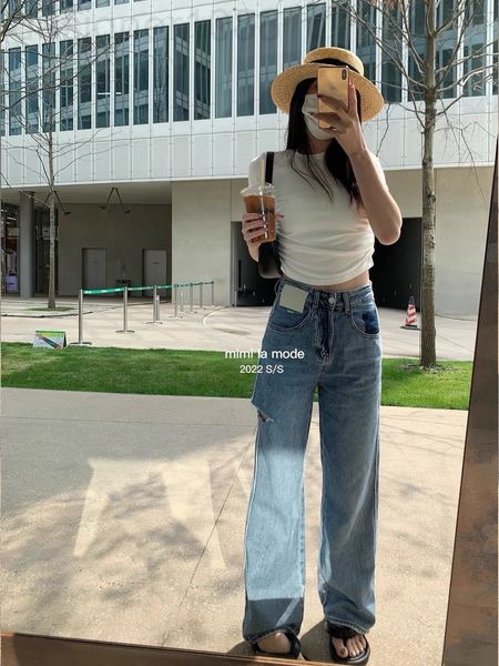 women's jeans designer 22 spring and summer new niche fashion brand broken hole jeans high street ins waist loose straight pants gz81, Blue
women's jeans designer 22 spring and summer new niche fashion brand broken hole jeans high street ins waist loose straight pants gz81, Blue