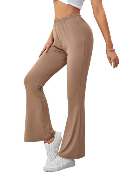 elastic waist flare leg pants 13fb#, Black;white 
elastic waist flare leg pants 13fb#, Black;white