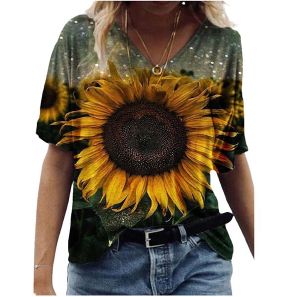 3d sunflower women print t shirt loose plus size ladies oversized casual streetwear short sleeve v-neck tee summer 2021 new, White
3d sunflower women print t shirt loose plus size ladies oversized casual streetwear short sleeve v-neck tee summer 2021 new, White
