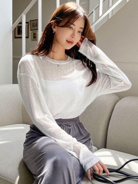 dazy ribbed knit drop shoulder without camisole 27z8#, White
dazy ribbed knit drop shoulder without camisole 27z8#, White