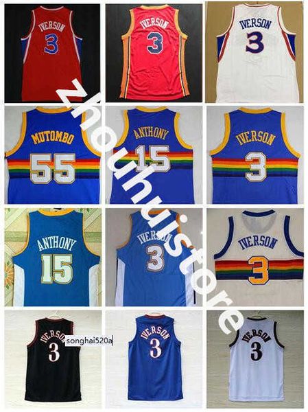 #55 dikembe mutombo jerseys #3 allen iverson jersey #15 carmelo anthony jersey red blue white stitched jerseys, Black;red
#55 dikembe mutombo jerseys #3 allen iverson jersey #15 carmelo anthony jersey red blue white stitched jerseys, Black;red