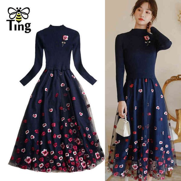elegant women knitting flower embroidery casual fashion dresses a line midi long dress streetwear plus size clothes 210513, Black;gray
elegant women knitting flower embroidery casual fashion dresses a line midi long dress streetwear plus size clothes 210513, Black;gray