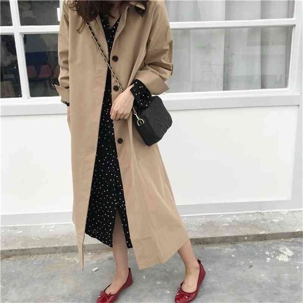spring autumn women's windbreaker elegant buttons vintage oversize office lady wild long trench 210416, Tan;black
spring autumn women's windbreaker elegant buttons vintage oversize office lady wild long trench 210416, Tan;black