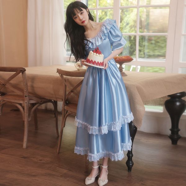 princess birthday dress dress 2021 new blue color satin super fairy slimming student dress hosts, White;black
princess birthday dress dress 2021 new blue color satin super fairy slimming student dress hosts, White;black