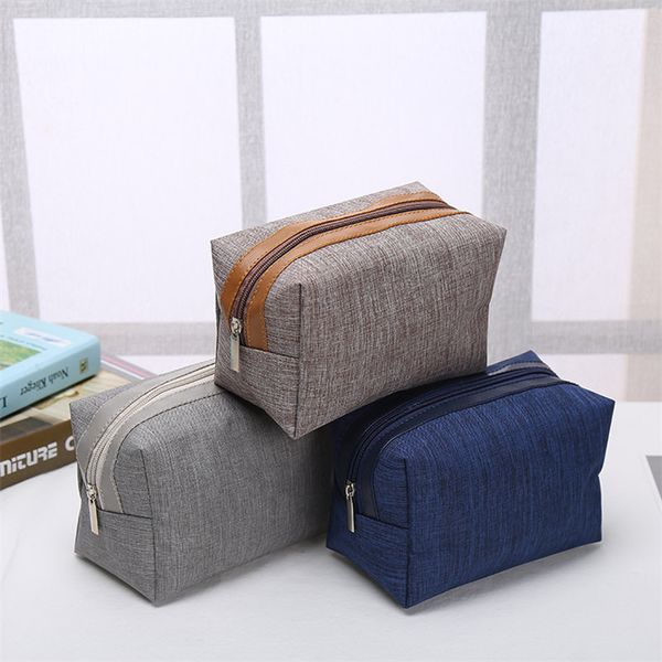 

Myyshop Portable Cosmetic Bag Simple Square Bags Commute Storage Customized Logo Zipper Handbag Home Brown T0490