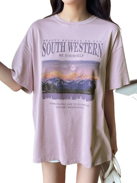 dazy mountain & slogan graphic drop shoulder tee q2zl#, White
dazy mountain & slogan graphic drop shoulder tee q2zl#, White