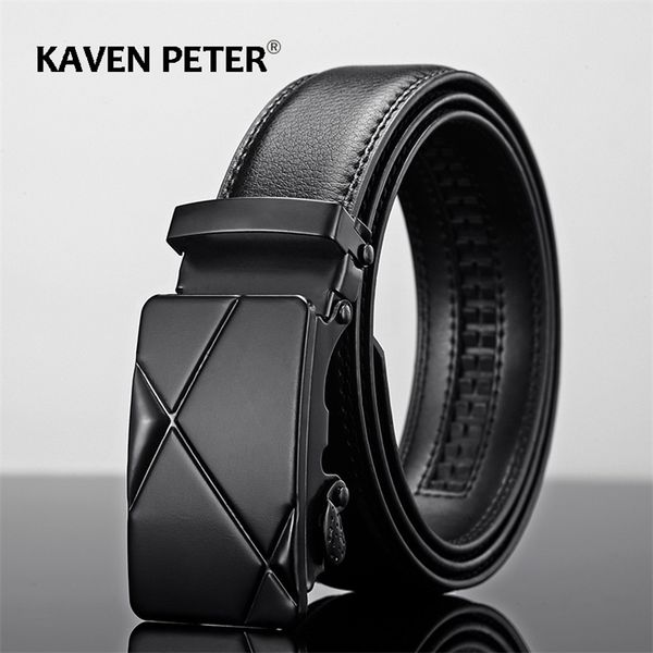 men leather belt metal automatic buckle brand luxury belts for men famous work business black brown cowskin strap 220530
men leather belt metal automatic buckle brand luxury belts for men famous work business black brown cowskin strap 220530