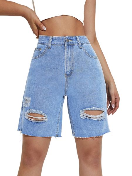 ripped raw cut denim shorts o335#, White;black