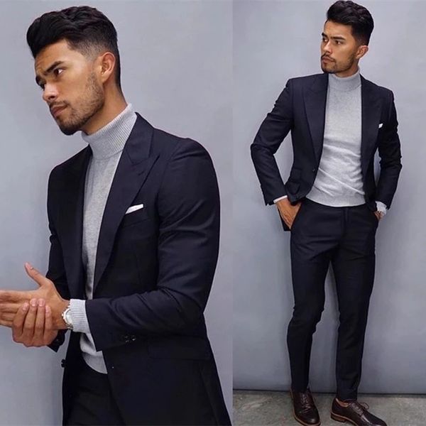 men suits for wedding groom tuxedo dark navy blue peaked lapel business blazer jacket pants 2 piece for man, Black;gray
men suits for wedding groom tuxedo dark navy blue peaked lapel business blazer jacket pants 2 piece for man, Black;gray