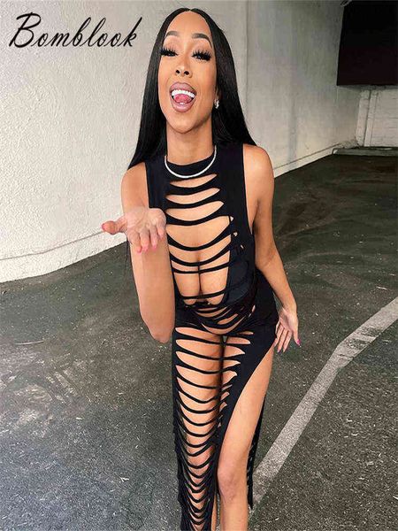 bomblook 2022 summer new solid color round neck sleeveless burnout cutout long dress women's bar party y220401, Black;gray
bomblook 2022 summer new solid color round neck sleeveless burnout cutout long dress women's bar party y220401, Black;gray