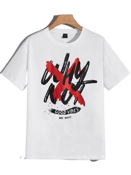 men letter graphic tee l2ct#, White;black 
men letter graphic tee l2ct#, White;black