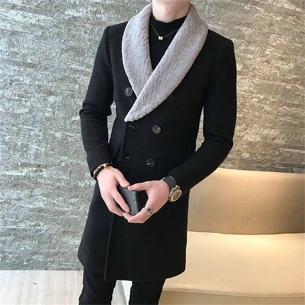 long wool coats mens khaki double-breasted long coats mens gentleman trench coats abrigo hombre invierno casaco longo masculino 201223, Black
long wool coats mens khaki double-breasted long coats mens gentleman trench coats abrigo hombre invierno casaco longo masculino 201223, Black