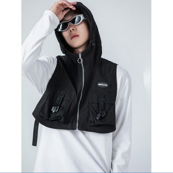 functional vests men short hooded jackets dark retro fashion hiphop coat for men and women, Black;white
functional vests men short hooded jackets dark retro fashion hiphop coat for men and women, Black;white