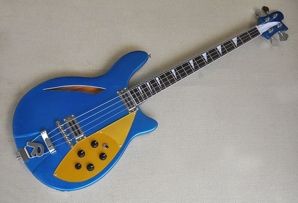 factory custom semi-hollow metal blue electric bass guitar with gold pickguard,rosewood fingerboard,yellow pearl fret inlay,offer customized
factory custom semi-hollow metal blue electric bass guitar with gold pickguard,rosewood fingerboard,yellow pearl fret inlay,offer customized