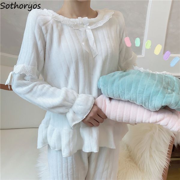 winter women pajamas sets coral fleece soft sweet dent bow lace nightwear baggy comfortable dirbed pajamas ulzzang thick warm l220803, Black;red
winter women pajamas sets coral fleece soft sweet dent bow lace nightwear baggy comfortable dirbed pajamas ulzzang thick warm l220803, Black;red