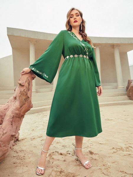 plus surplice neck floral print flounce sleeve dress without belt b2tl#, Black
plus surplice neck floral print flounce sleeve dress without belt b2tl#, Black