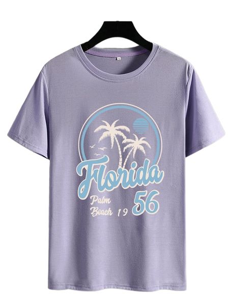 men palm tree & letter graphic tee b68n#, White;black