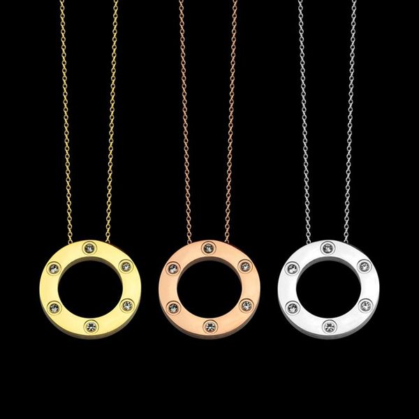 titanium steel love ring six diamond flatbread necklace gold silver rose colors classic design fashion women jewelry whole2735
titanium steel love ring six diamond flatbread necklace gold silver rose colors classic design fashion women jewelry whole2735