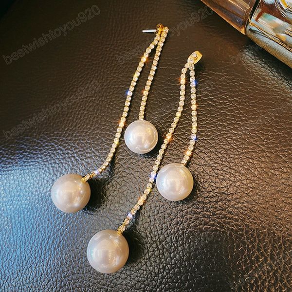 fashion long tassel dangle earrings women korean wedding big simulated pearl shiny crystal earring female jewelry, Silver
fashion long tassel dangle earrings women korean wedding big simulated pearl shiny crystal earring female jewelry, Silver