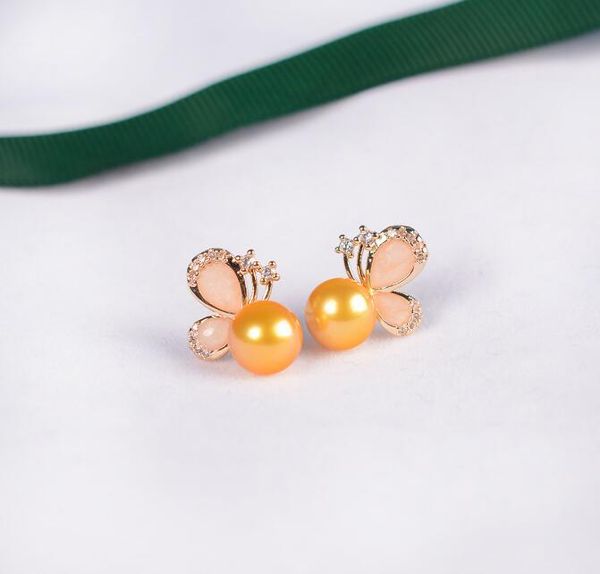 14k gold plating zircon pink butterfly ear studs natural freshwater pearl earrings white lady/girl fashion wedding jewelry, Golden;silver
14k gold plating zircon pink butterfly ear studs natural freshwater pearl earrings white lady/girl fashion wedding jewelry, Golden;silver