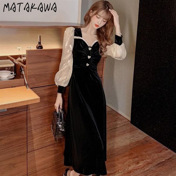 love button pleated velvet black vestidos spring retro puff sleeve femme robe midlength base dress for women 210506, Black;gray
love button pleated velvet black vestidos spring retro puff sleeve femme robe midlength base dress for women 210506, Black;gray