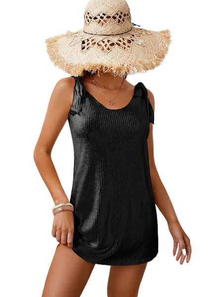 knot shoulder backless cover up m4iu#, White;black 
knot shoulder backless cover up m4iu#, White;black