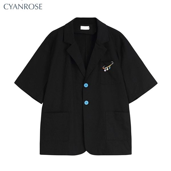 women's blazer short sleeve lapel loose oversized vintage fashion streetwear summer female gothic y2k suit jacket outwear 220513, White;black
women's blazer short sleeve lapel loose oversized vintage fashion streetwear summer female gothic y2k suit jacket outwear 220513, White;black