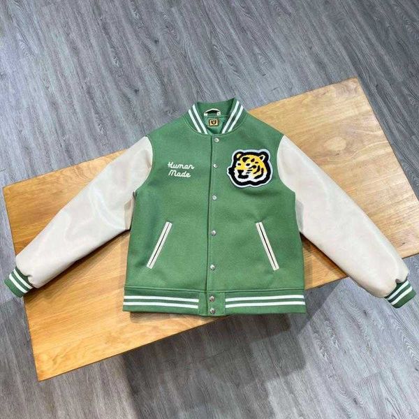 men designer fashion human made tiger head dog baseball jacket american retro vibe embroidered tweed couple jacket, Black;brown
men designer fashion human made tiger head dog baseball jacket american retro vibe embroidered tweed couple jacket, Black;brown