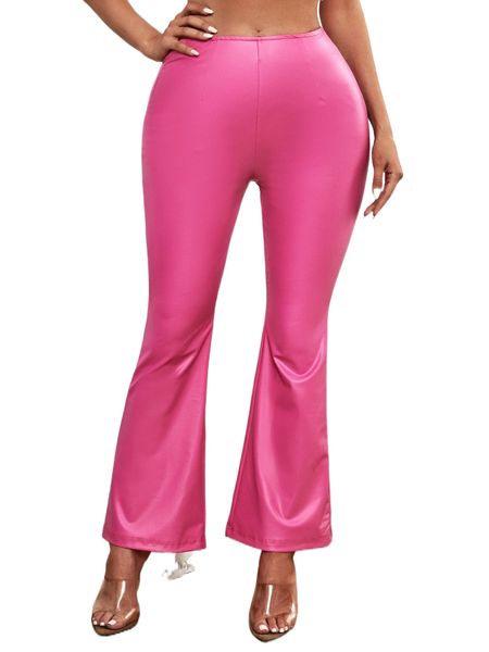solid pu leather flare leg pants f7l7#, Black;white