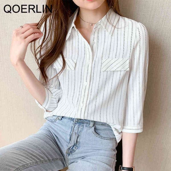 qoerlin vertical stripes summer blouses shirts female half sleeve shirts elegant office ladies button up white plus size 210412
qoerlin vertical stripes summer blouses shirts female half sleeve shirts elegant office ladies button up white plus size 210412