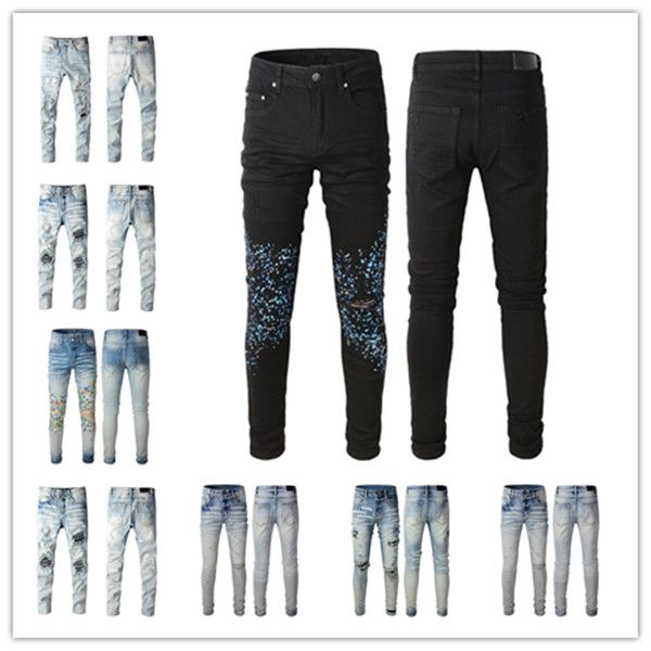 2022 fashion mens designer jeans ripped denim pants luxury hip hop distressed zipper trousers for male, Blue
2022 fashion mens designer jeans ripped denim pants luxury hip hop distressed zipper trousers for male, Blue