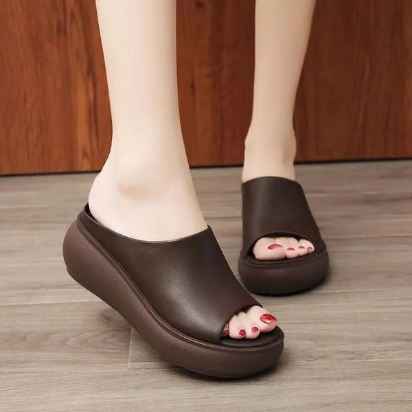 women sandals 7 5cm platform wedges women s shoes thick heel open peep toe leather summer style slide black 220602
women sandals 7 5cm platform wedges women s shoes thick heel open peep toe leather summer style slide black 220602